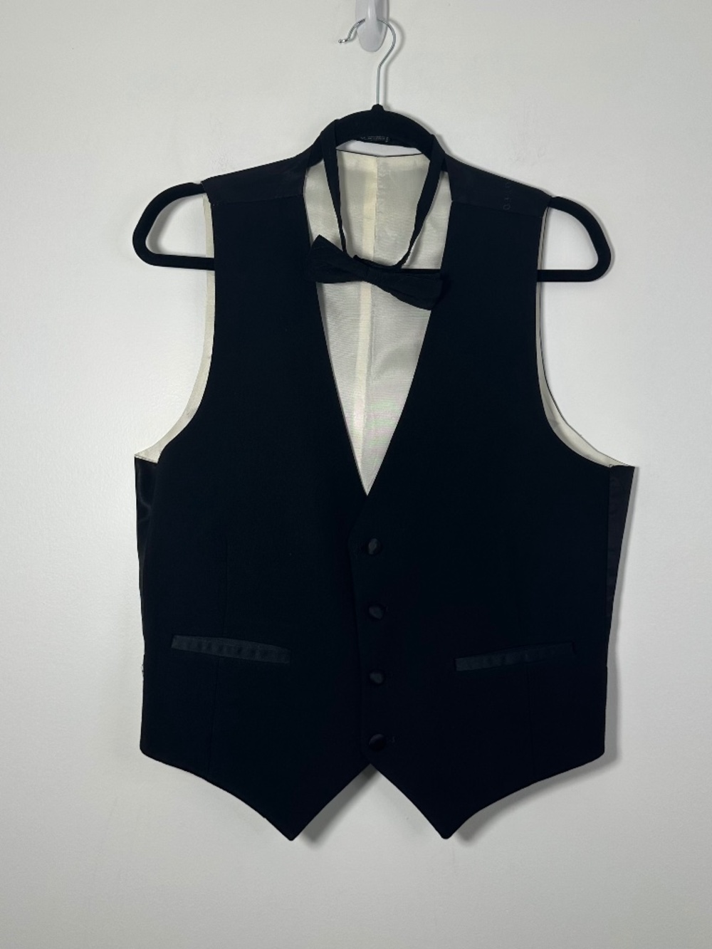 Adolfo Vest & Silk Bowtie Set Black Men’s Size Medium for Tuxedo & Suits Formal